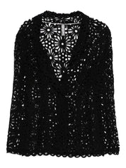 Norma Kamali Jackets Black — Lace Single‑Breasted Blazer