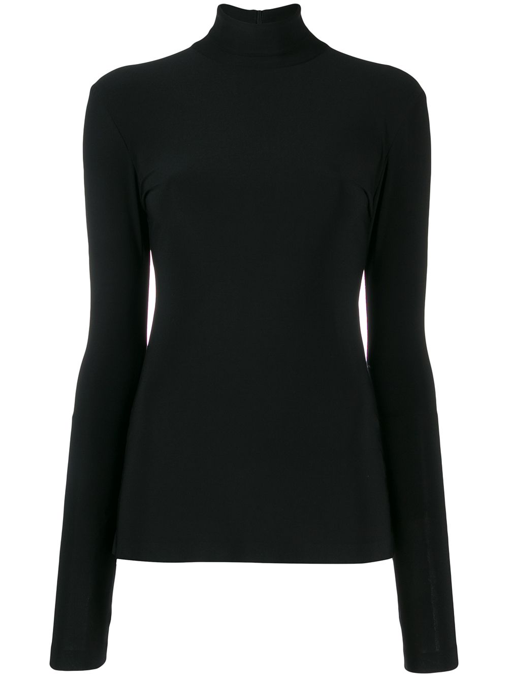 Norma Kamali Black Silk‑Nylon Turtle‑Neck Sweater