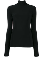 Norma Kamali Black Silk‑Nylon Turtle‑Neck Sweater