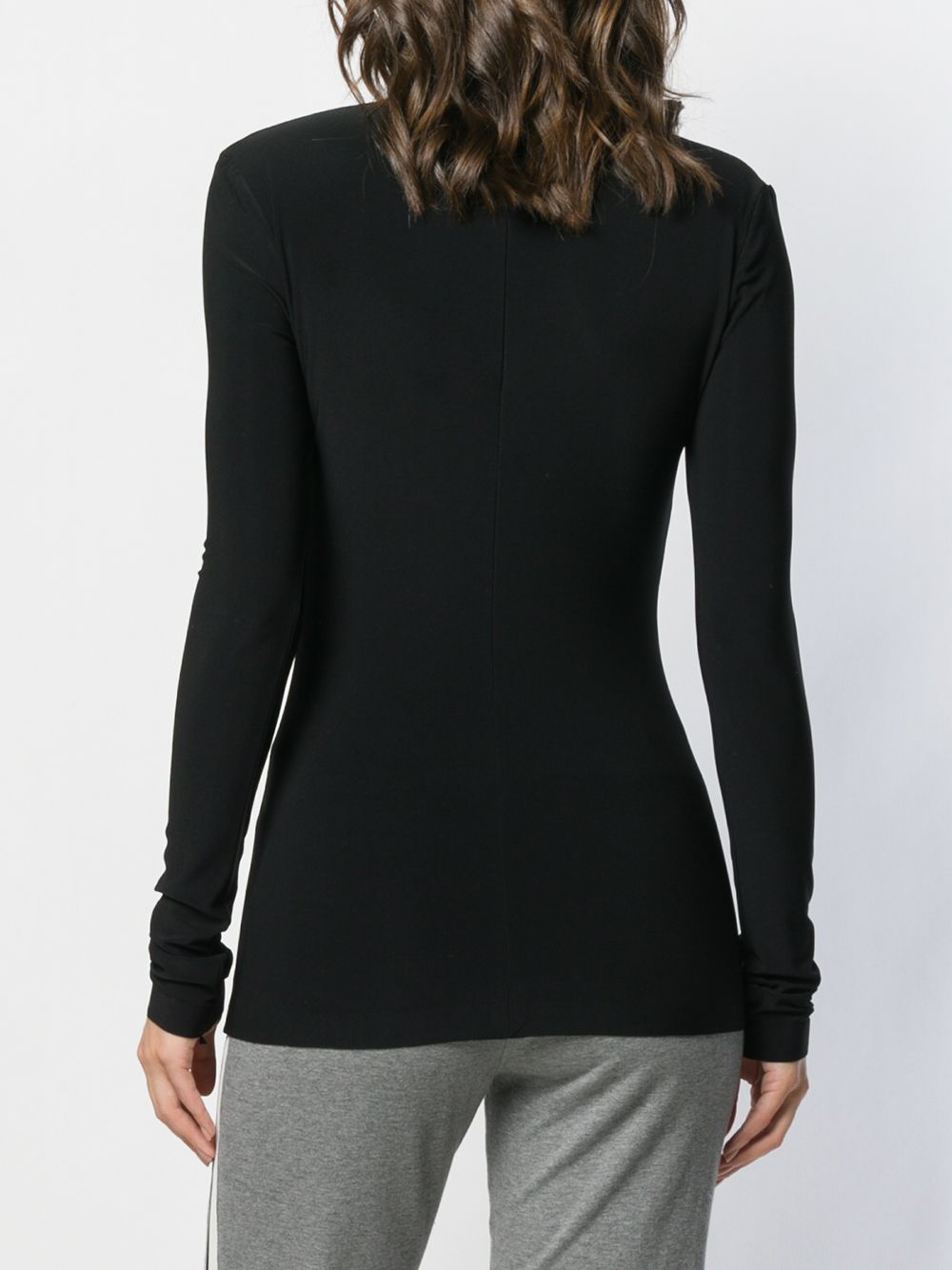 Norma Kamali Black Silk‑Nylon Turtle‑Neck Sweater