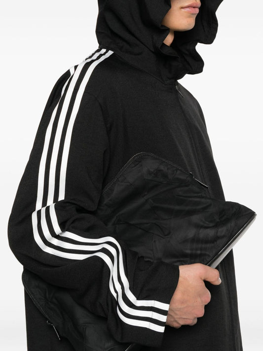 Y-3 Black Hooded Coat — Relaxed Fit Jacket