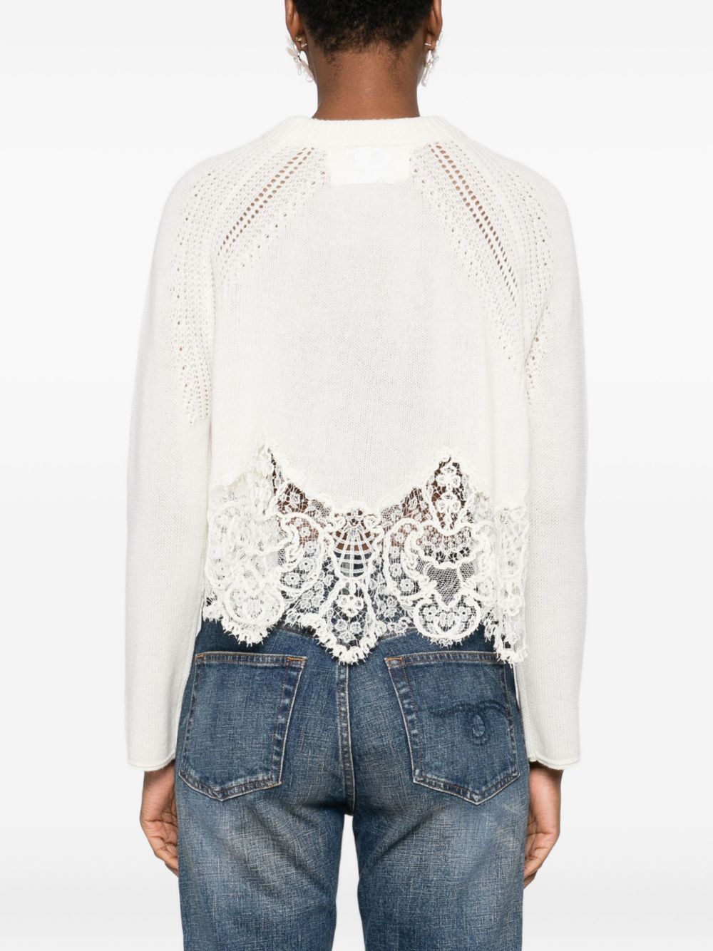 White Cashmere Crewneck Sweater — Ermanno Scervino