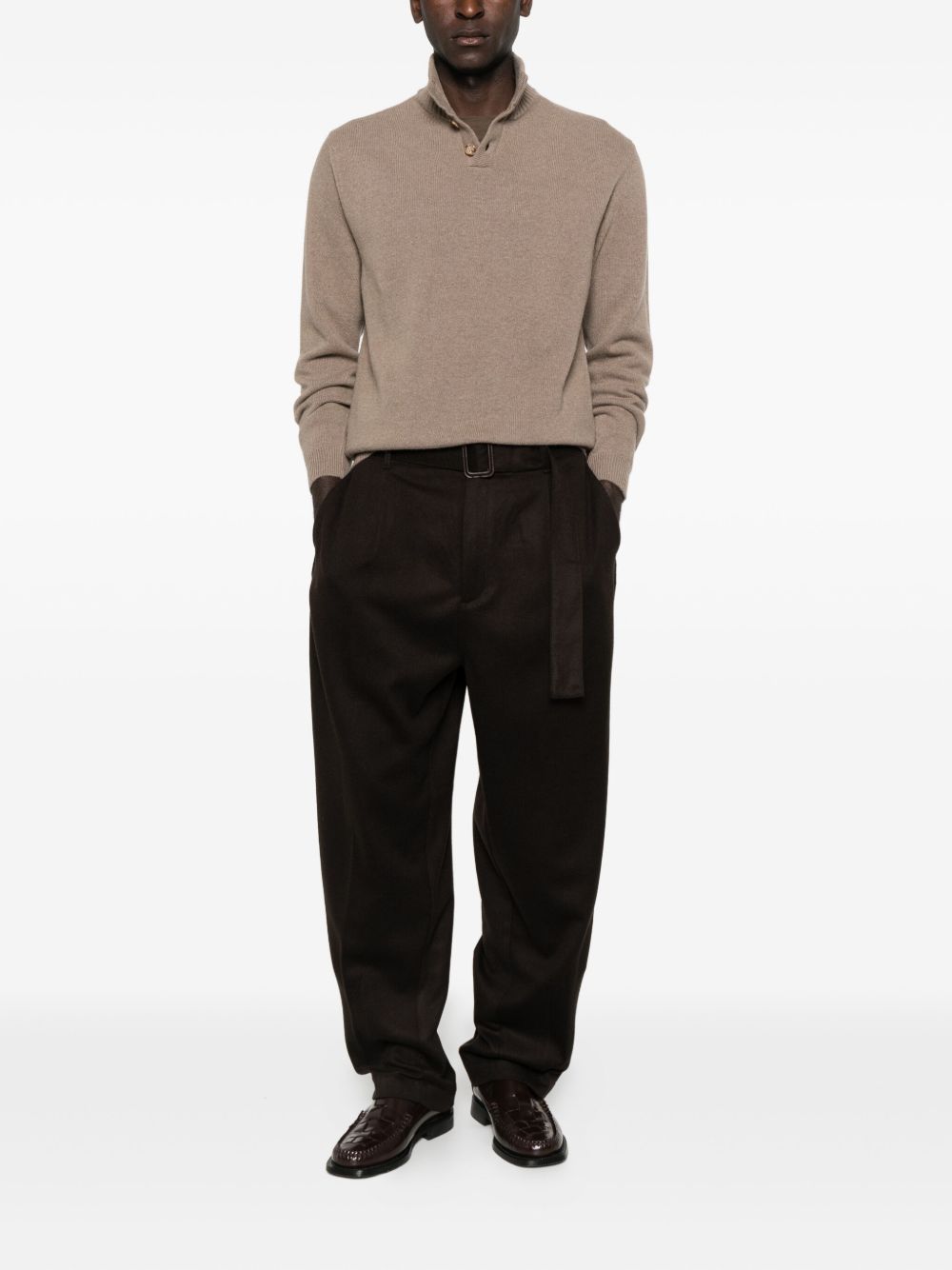 Brown Wool-Cashmere Trousers — Emporio Armani Exclusive