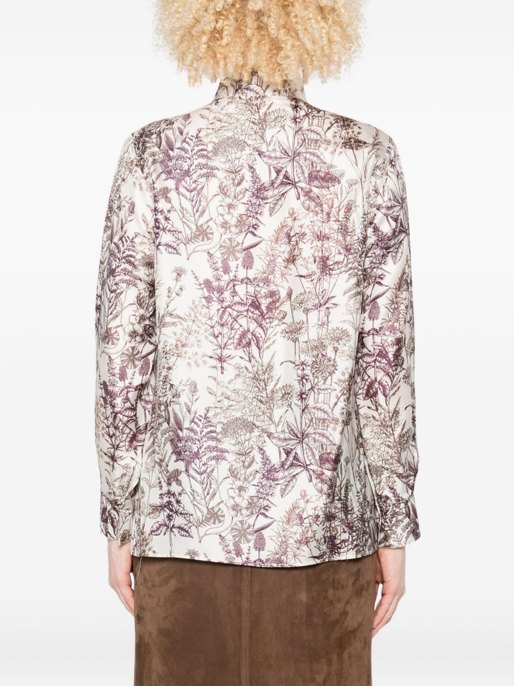 TRAME AUREE Shirts Ivory silk floral print