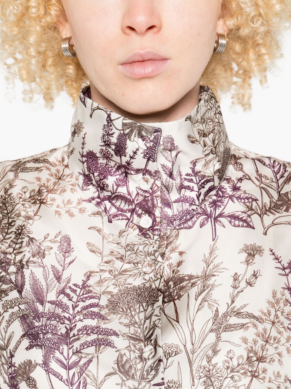 TRAME AUREE Shirts Ivory silk floral print