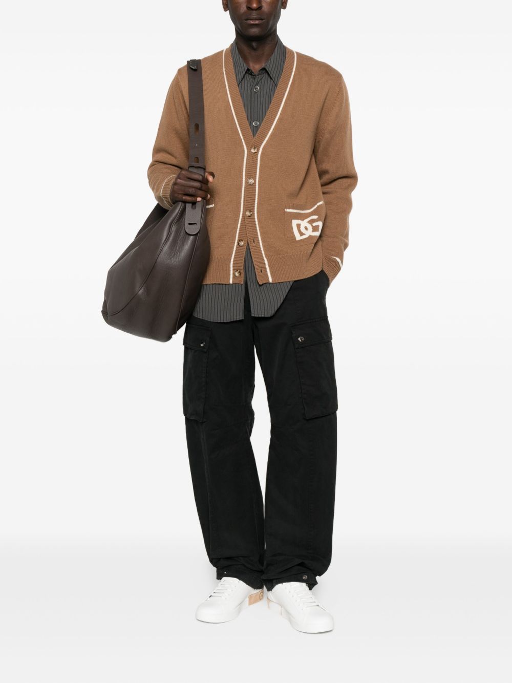 Pantalon cargo en coton noir Dolce &amp; Gabbana