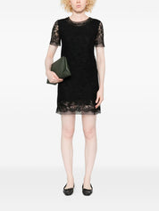 Ermanno Scervino Black Lace Short‑Sleeve Dress