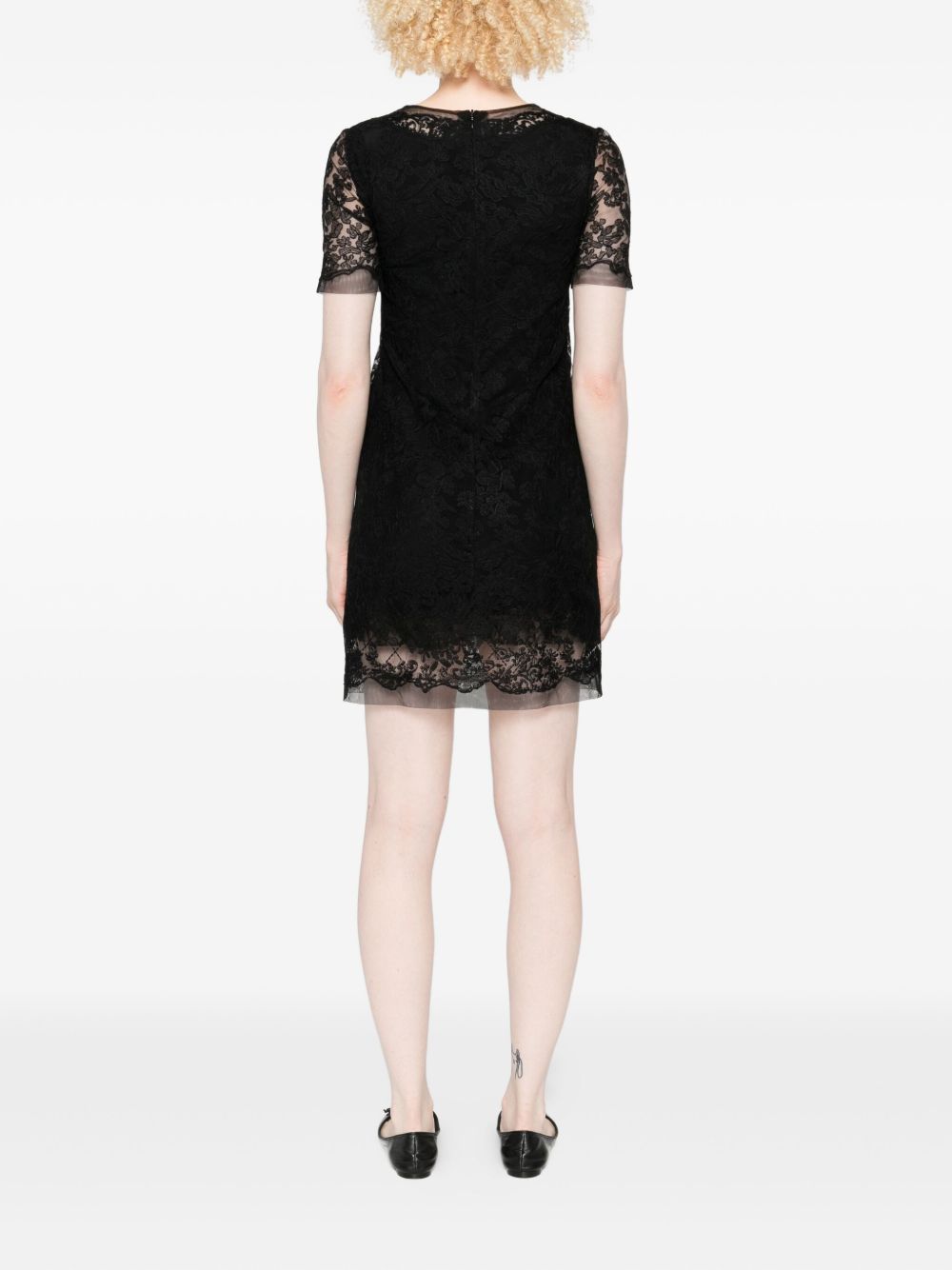 Ermanno Scervino Black Lace Short‑Sleeve Dress
