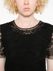Ermanno Scervino Black Lace Short‑Sleeve Dress