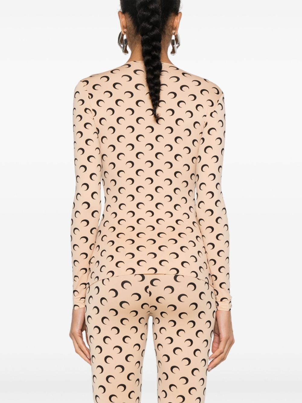 Marine Serre Top Beige — Silk & Nylon Moon-Print Top