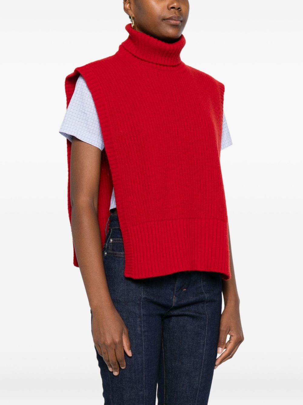 Red Wool Turtleneck Sweater — DAVANTINO