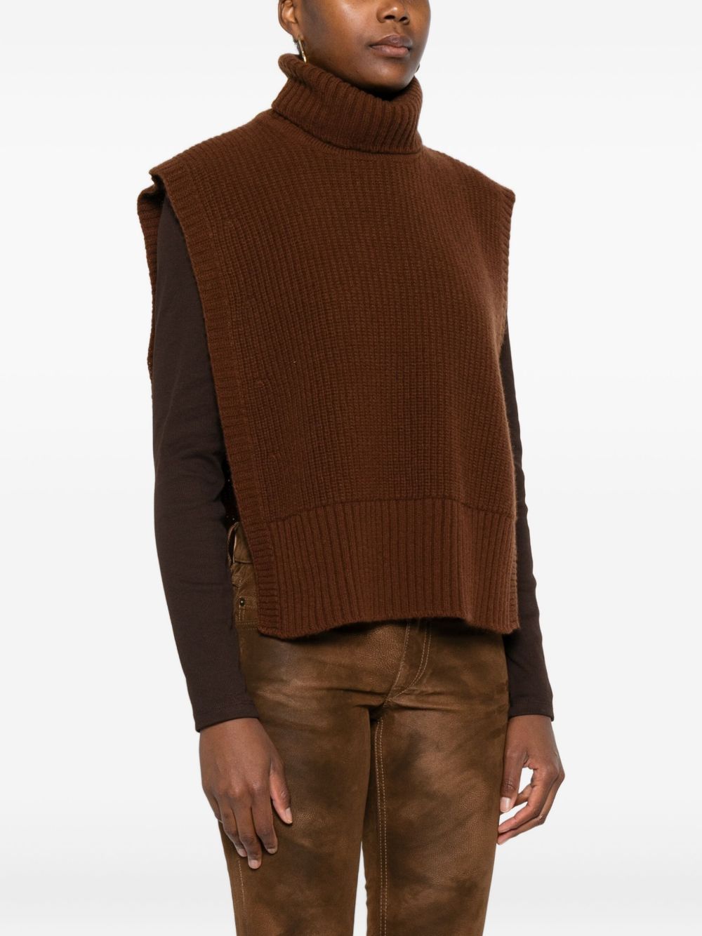 Brown Wool Turtleneck Sweater — DAVANTINO