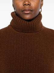 Brown Wool Turtleneck Sweater — DAVANTINO