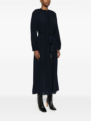Forte Forte Dresses Blue — Navy Tie‑Neck Crepe Dress