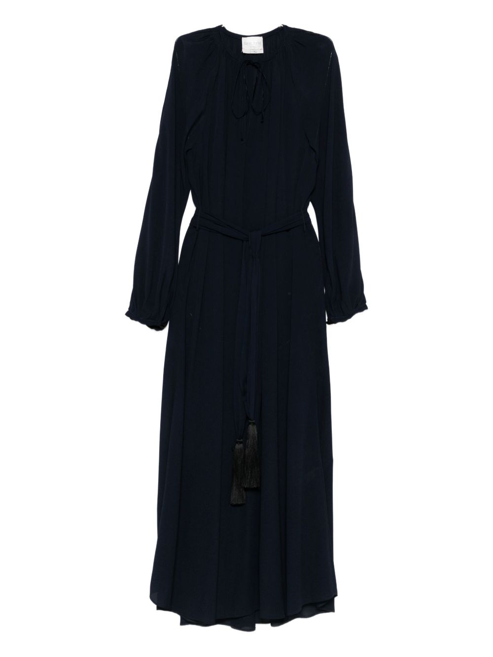 Forte Forte Dresses Blue — Navy Tie‑Neck Crepe Dress