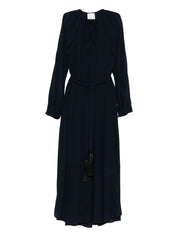 Forte Forte Dresses Blue — Navy Tie‑Neck Crepe Dress