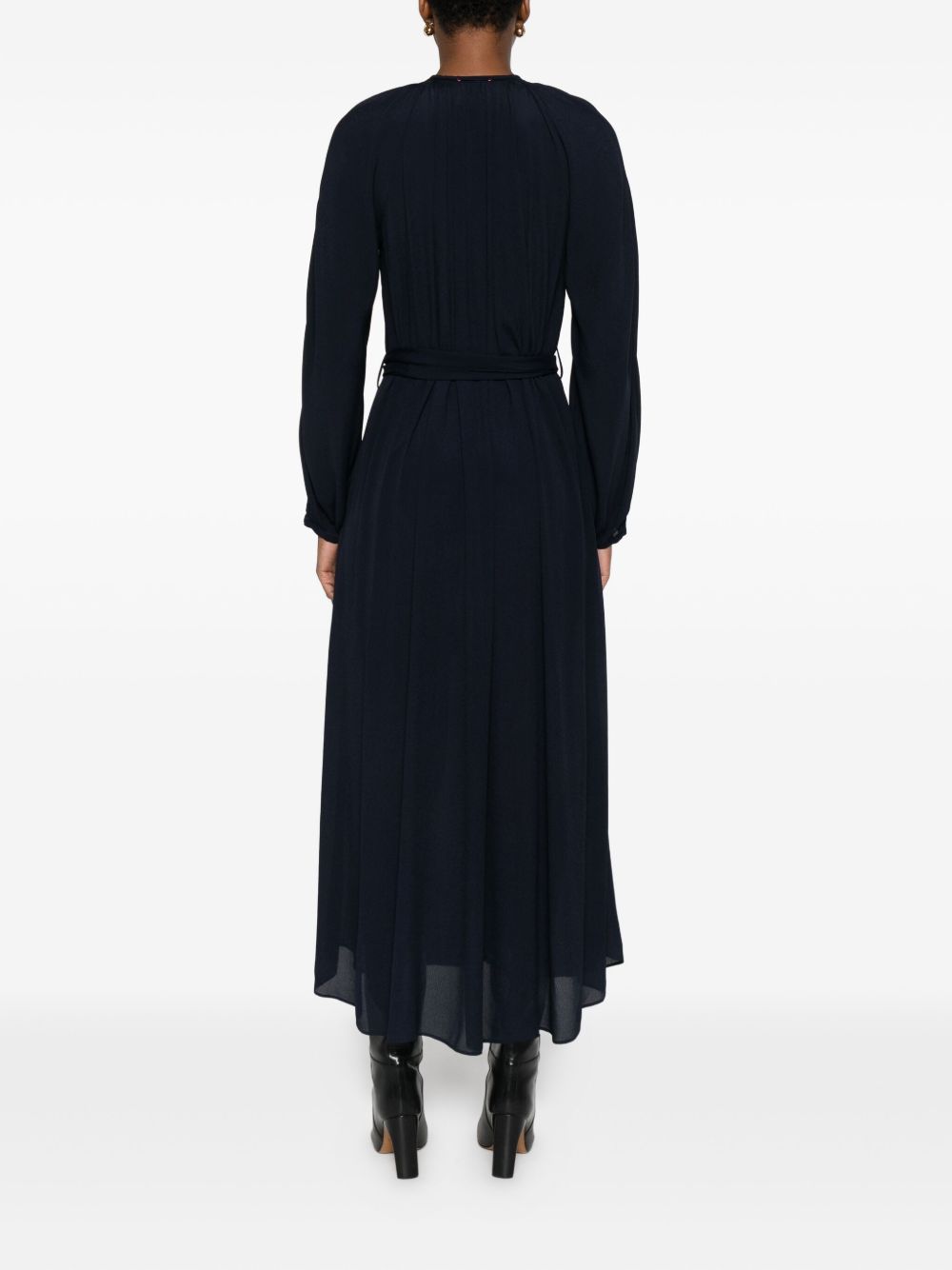 Forte Forte Dresses Blue — Navy Tie‑Neck Crepe Dress