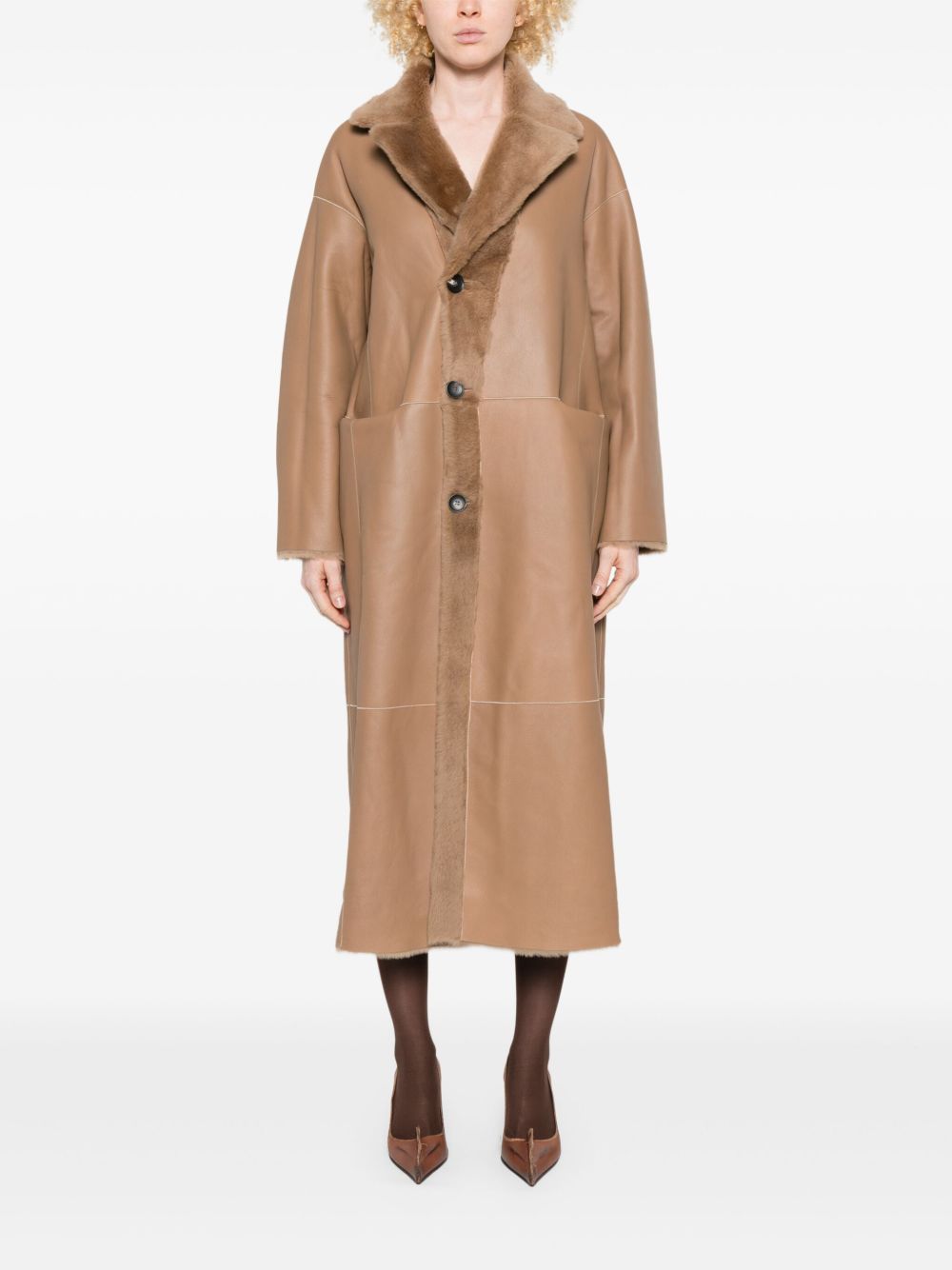 Furling By Giani Coats Brown in Beige Wool Blend