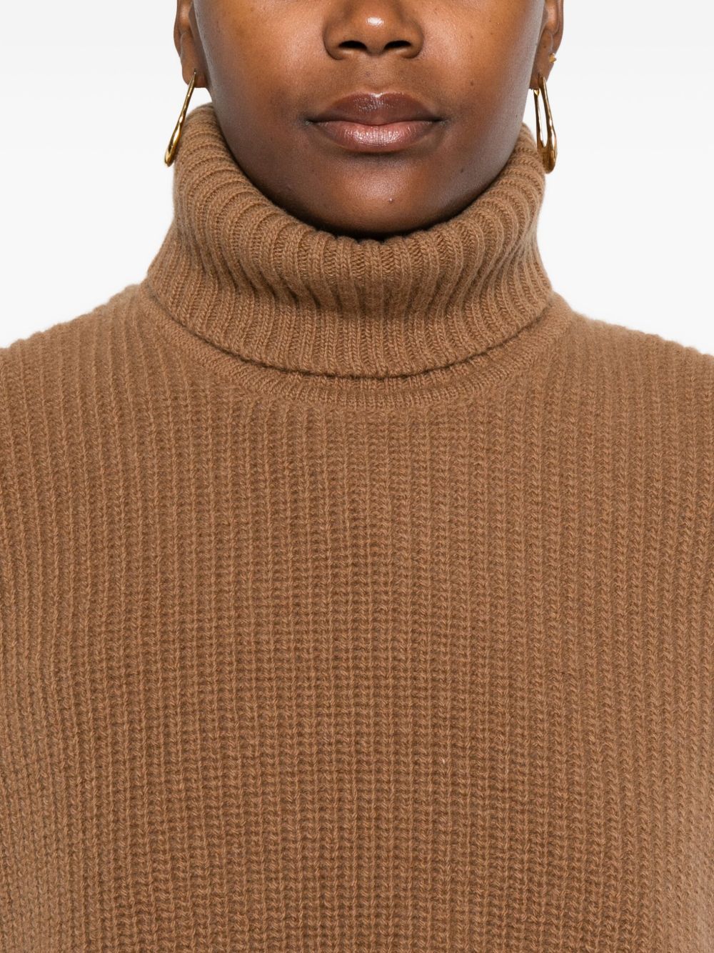 Camel Wool Turtleneck Sweater — DAVANTINO