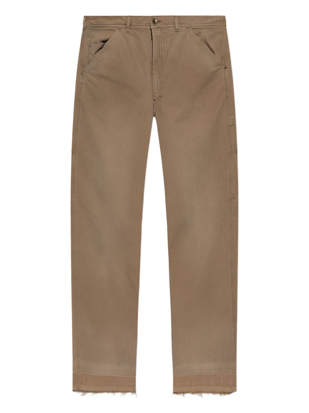 Maison Margiela Beige Cotton Trousers — Straight Herringbone