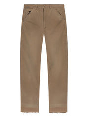 Maison Margiela Beige Cotton Trousers — Straight Herringbone