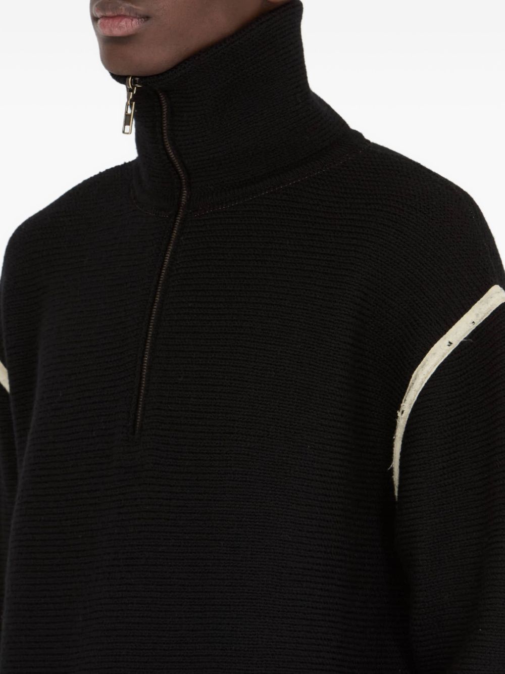 Maison Margiela Black Wool Half‑Zip Sweater