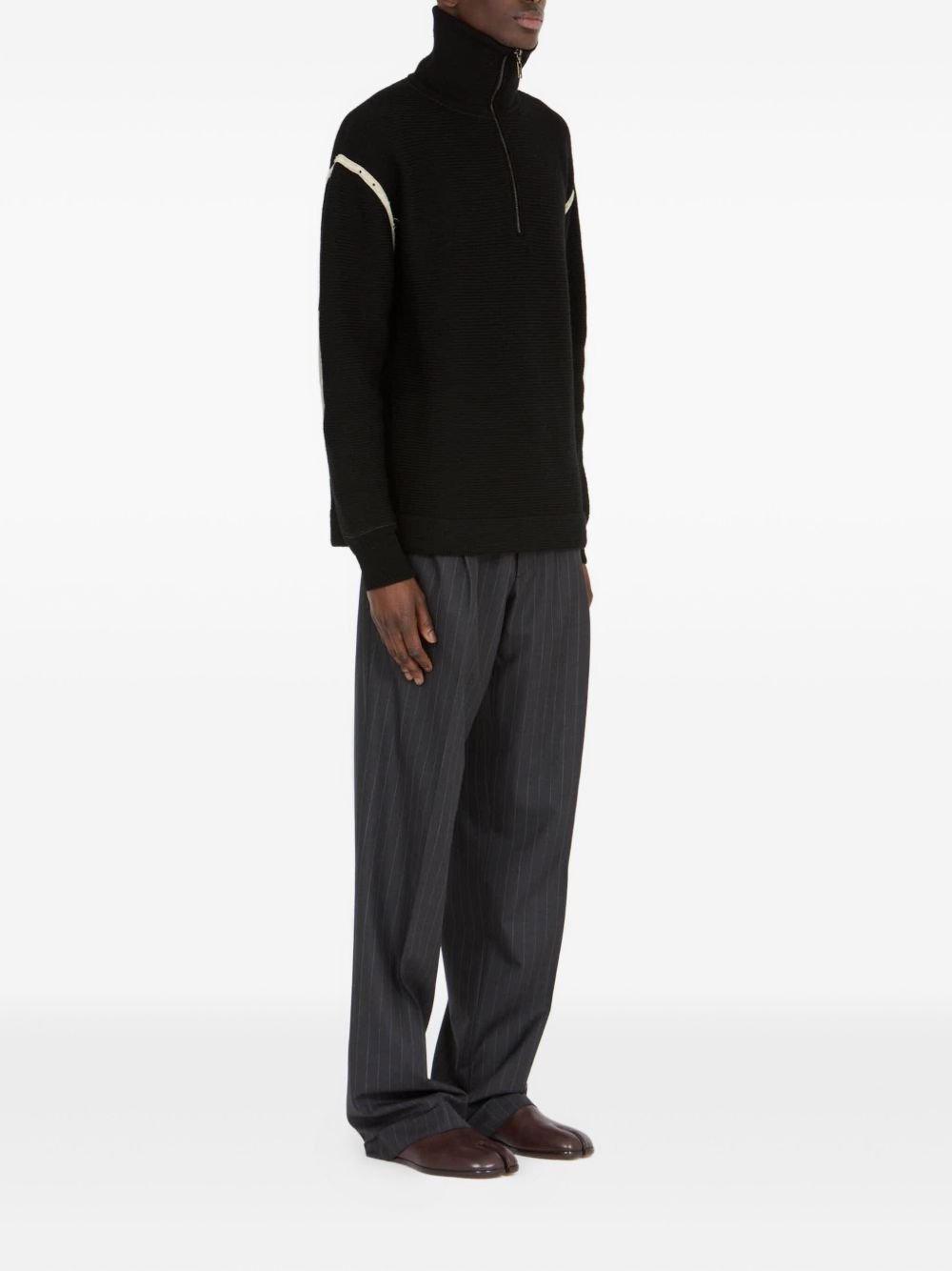 Maison Margiela Black Wool Half‑Zip Sweater