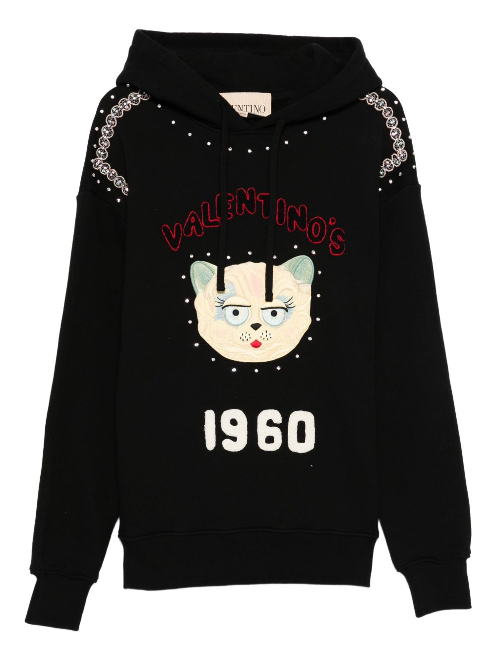 Valentino Sweaters Black embroidered cotton hoodie