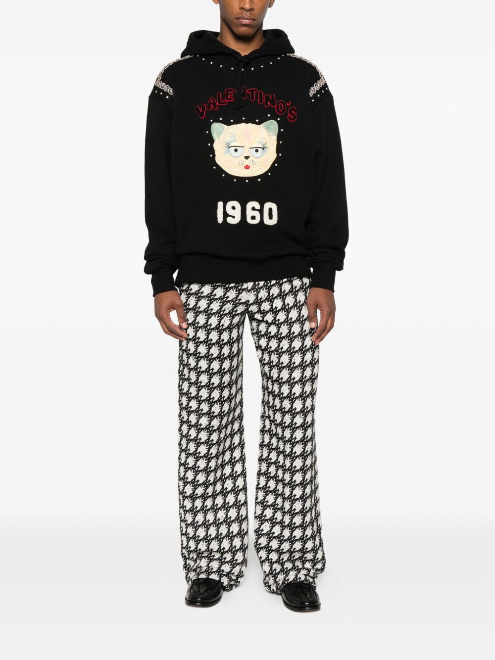 Valentino Sweaters Black embroidered cotton hoodie