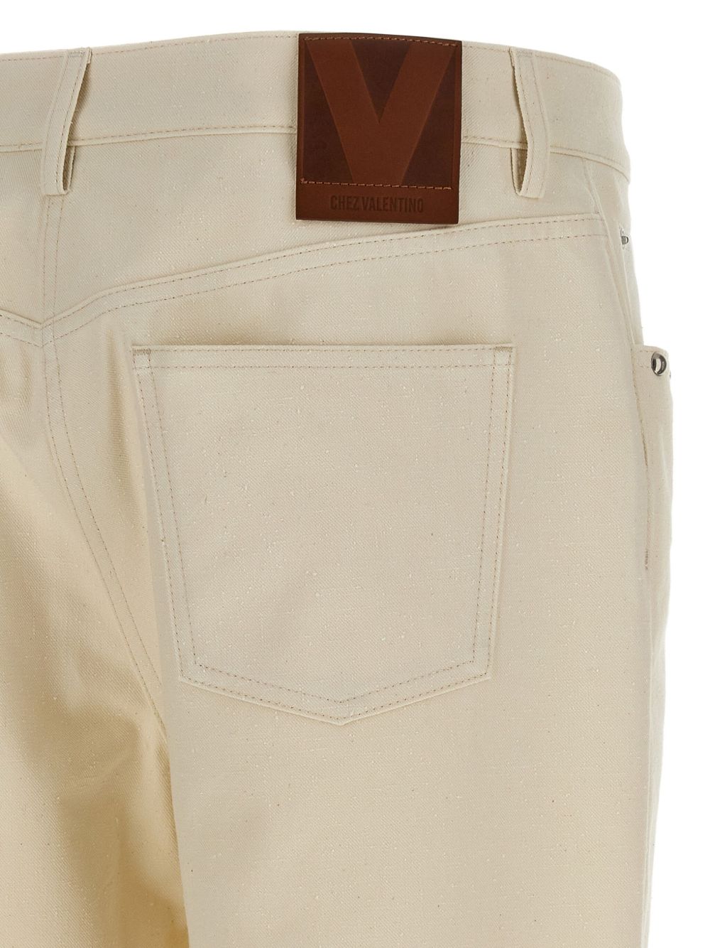 Valentino Trousers White cotton studded