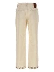 Valentino Trousers White cotton studded