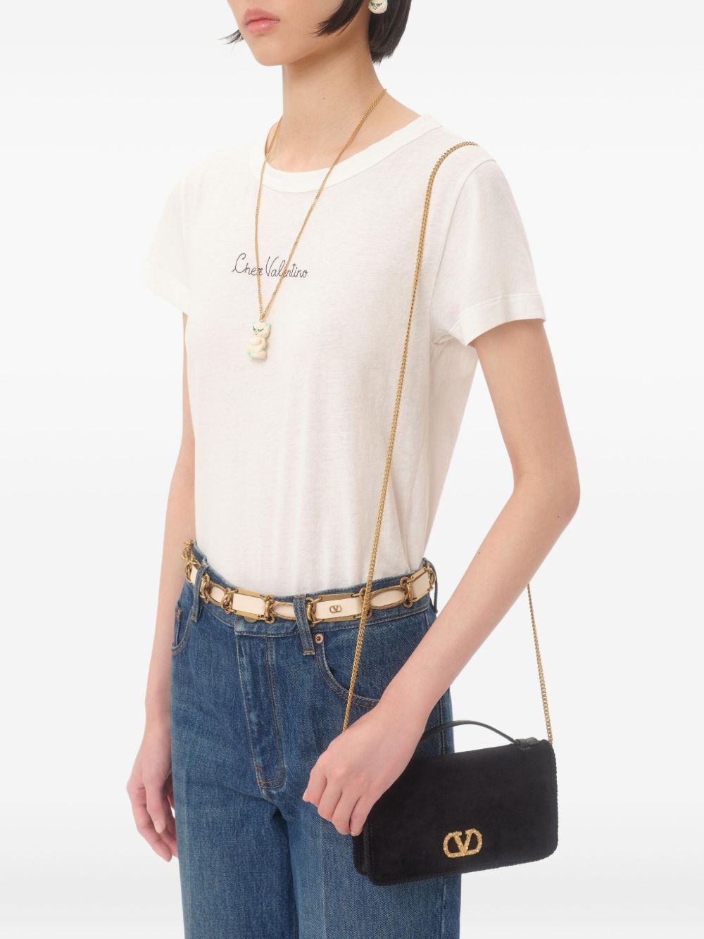 Bolsos Valentino Garavani Cartera de terciopelo negro con cadena