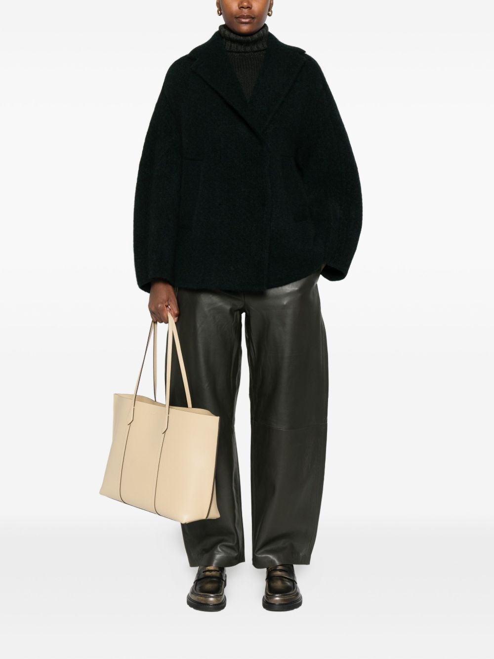 Dark Green BOBOUTIC Coat — Double‑Breasted Elegance