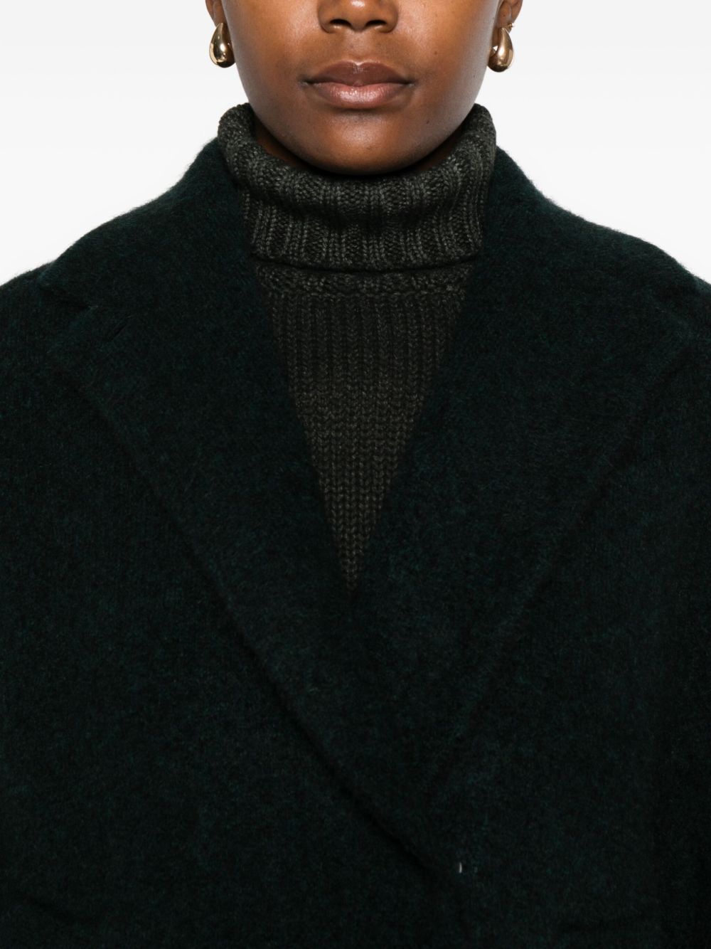 Dark Green BOBOUTIC Coat — Double‑Breasted Elegance