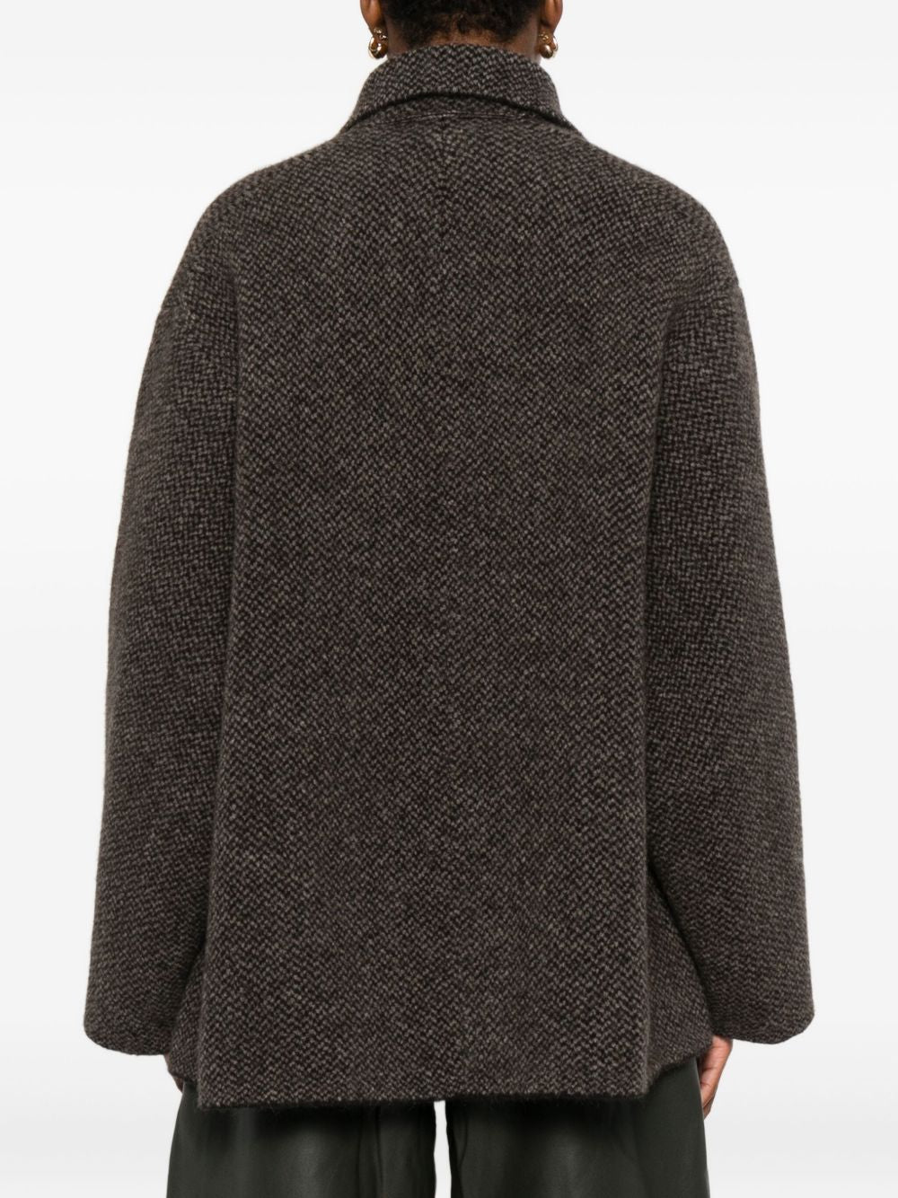 Brown Herringbone Coat — Tailored Notch Lapel Jacket