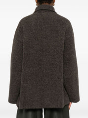 Brown Herringbone Coat — Tailored Notch Lapel Jacket