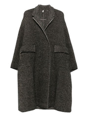 BOBOUTIC Black Coat — Herringbone Notched-Lapel Jacket