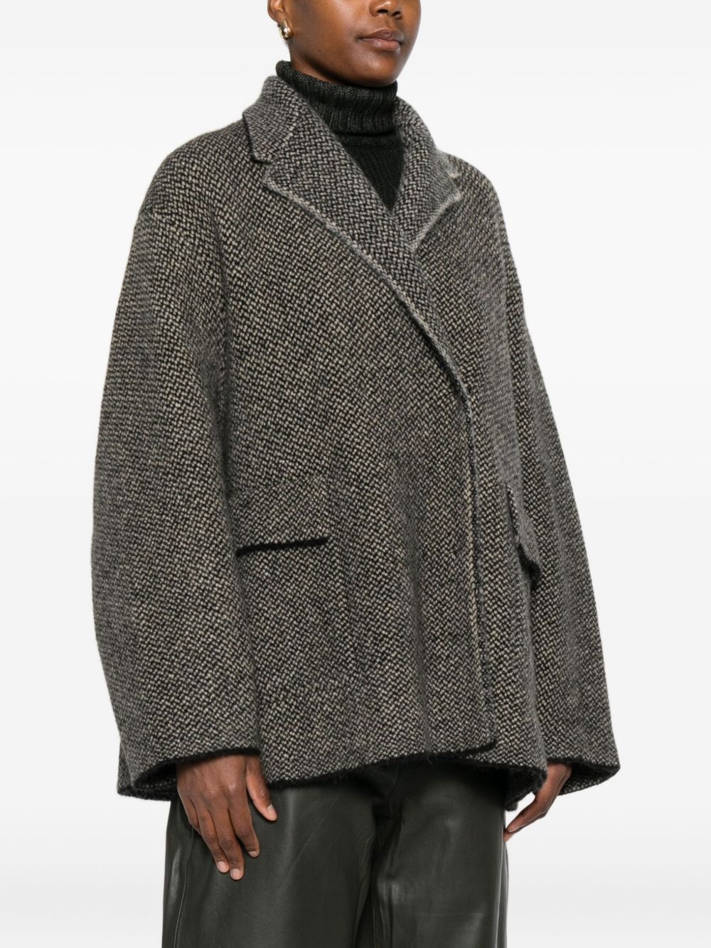 BOBOUTIC Black Herringbone Coat — Tailored Winter Jacket