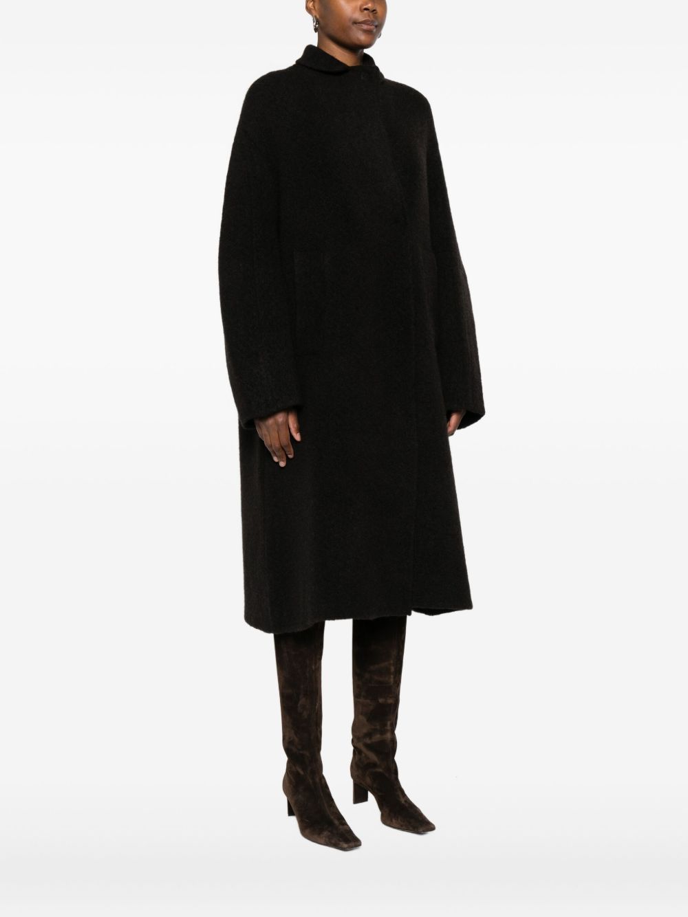 Brown Wool Texture Coat — BOBOUTIC Elegant Jacket
