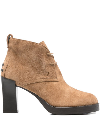 Tod's Boots Camel — Suede Lace‑Up Boots for Women