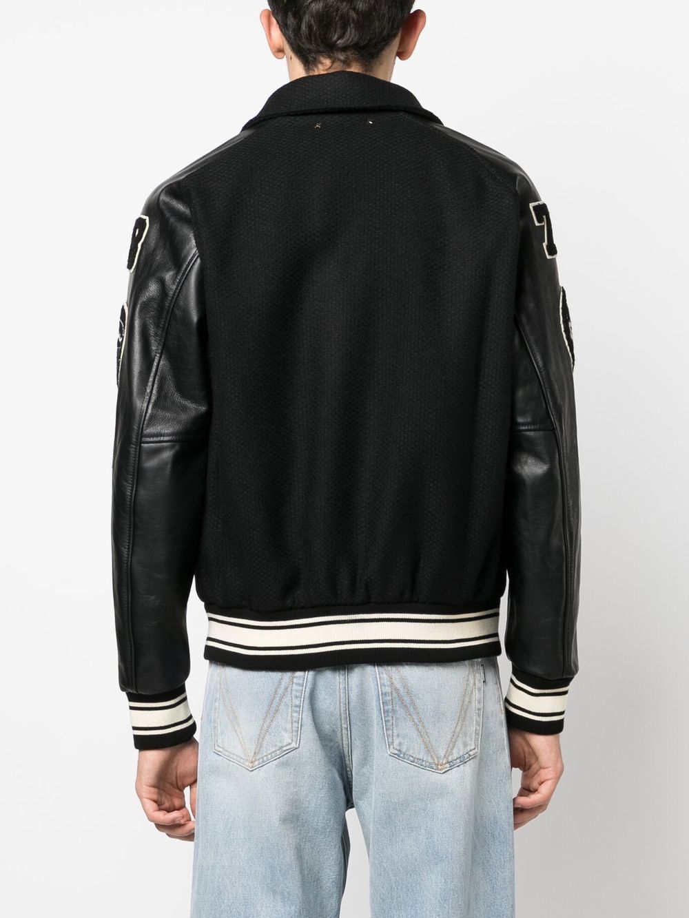 Golden Goose Black Bomber Jacket — Silk, Wool & Leather
