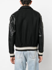 Golden Goose Black Bomber Jacket — Silk, Wool & Leather