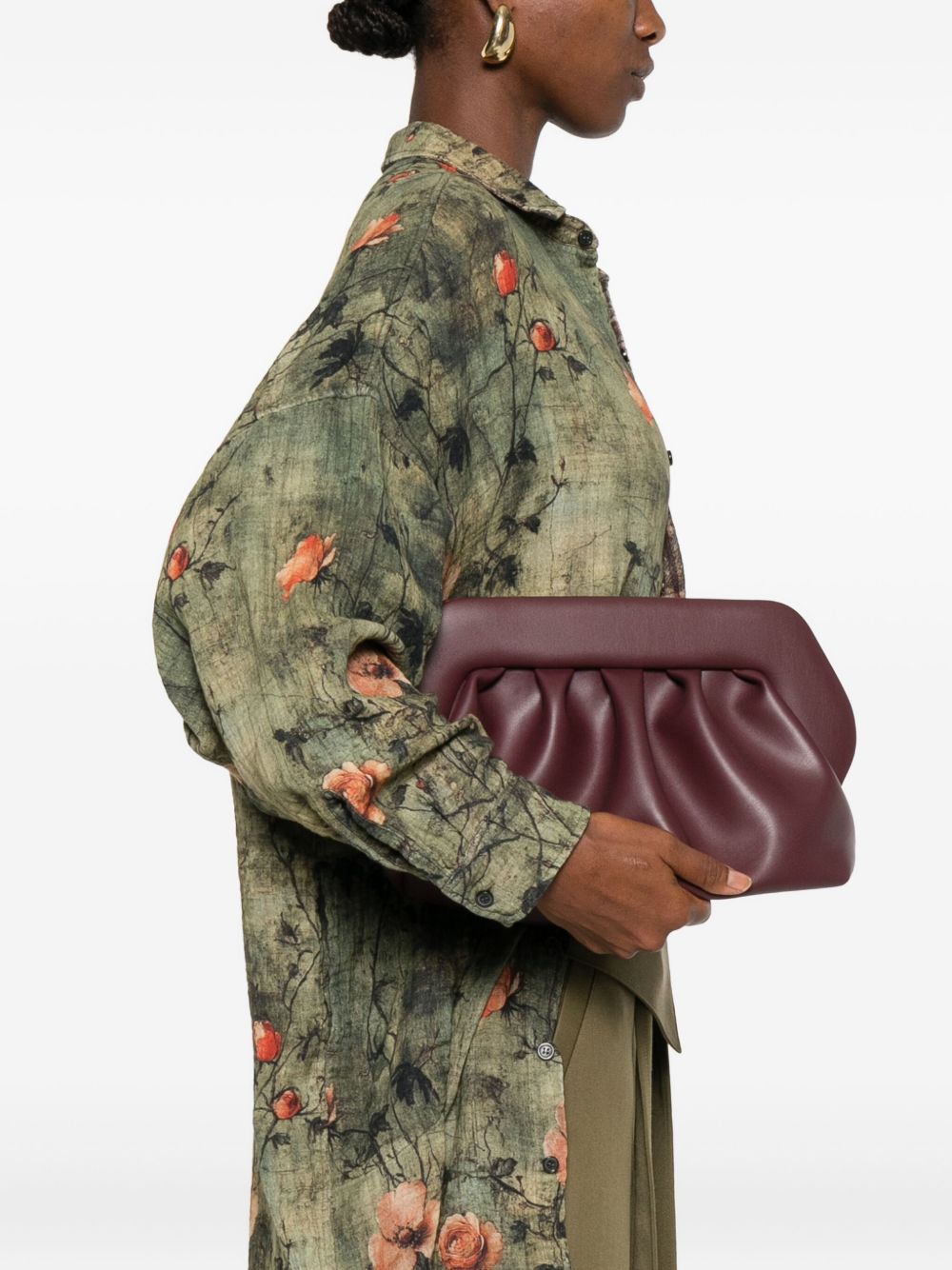 Themoire' Bags.. Bordeaux pleated clutch