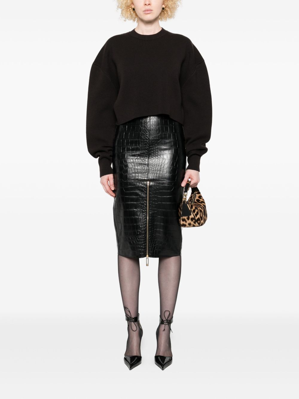 Elisabetta Franchi Black Skirt with Zip Detail