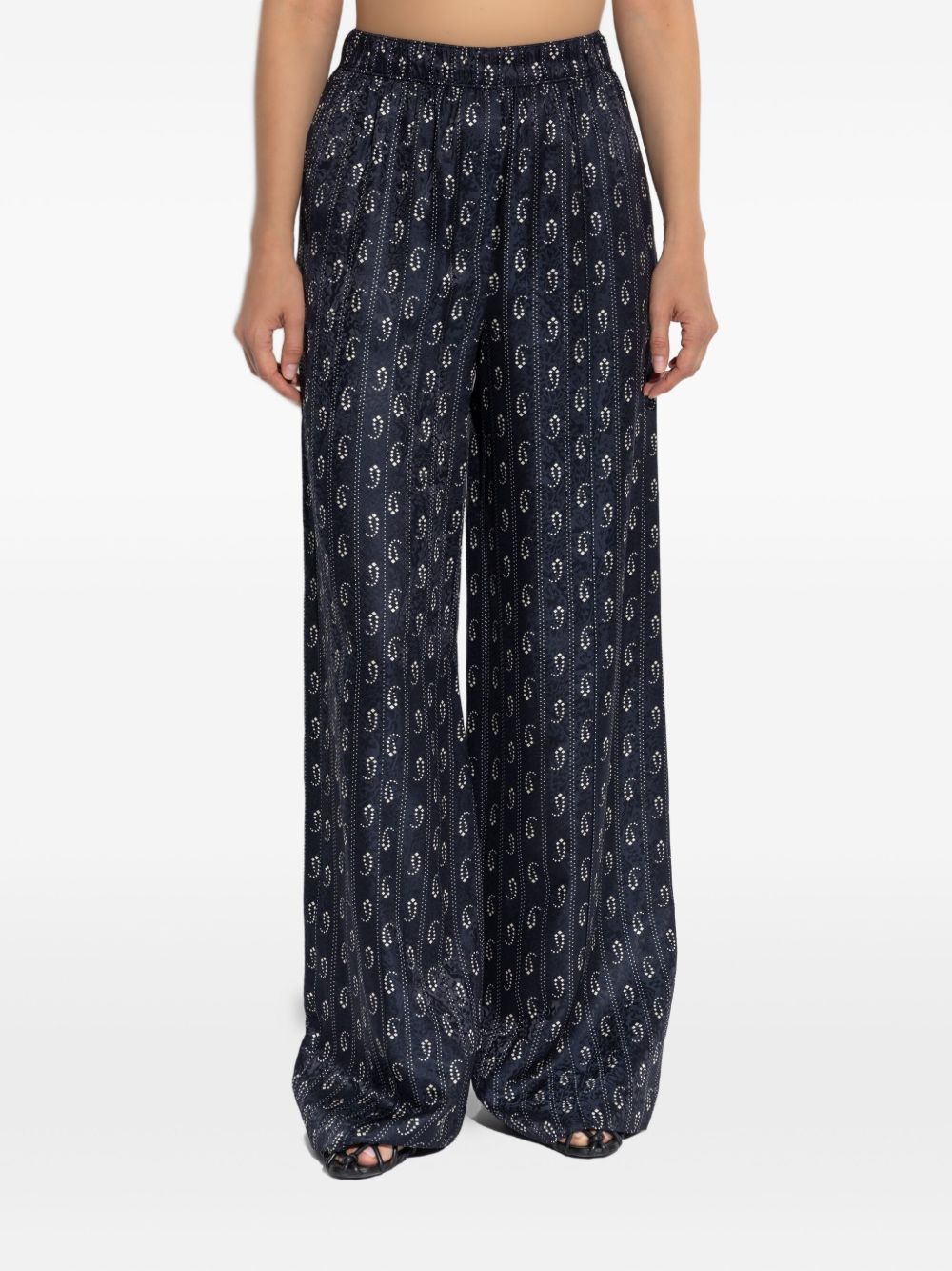 Tory Burch Trousers Blue in Jacquard Silk
