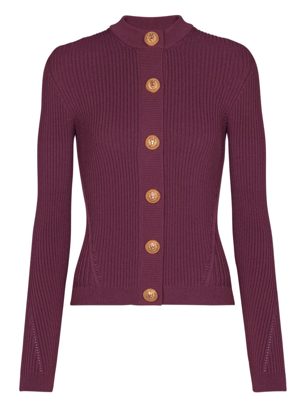 Balmain Sweaters Purple ribbed knit cardigan