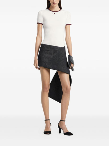 Courrèges White Cotton Logo T‑Shirt — Women’s Crew Neck