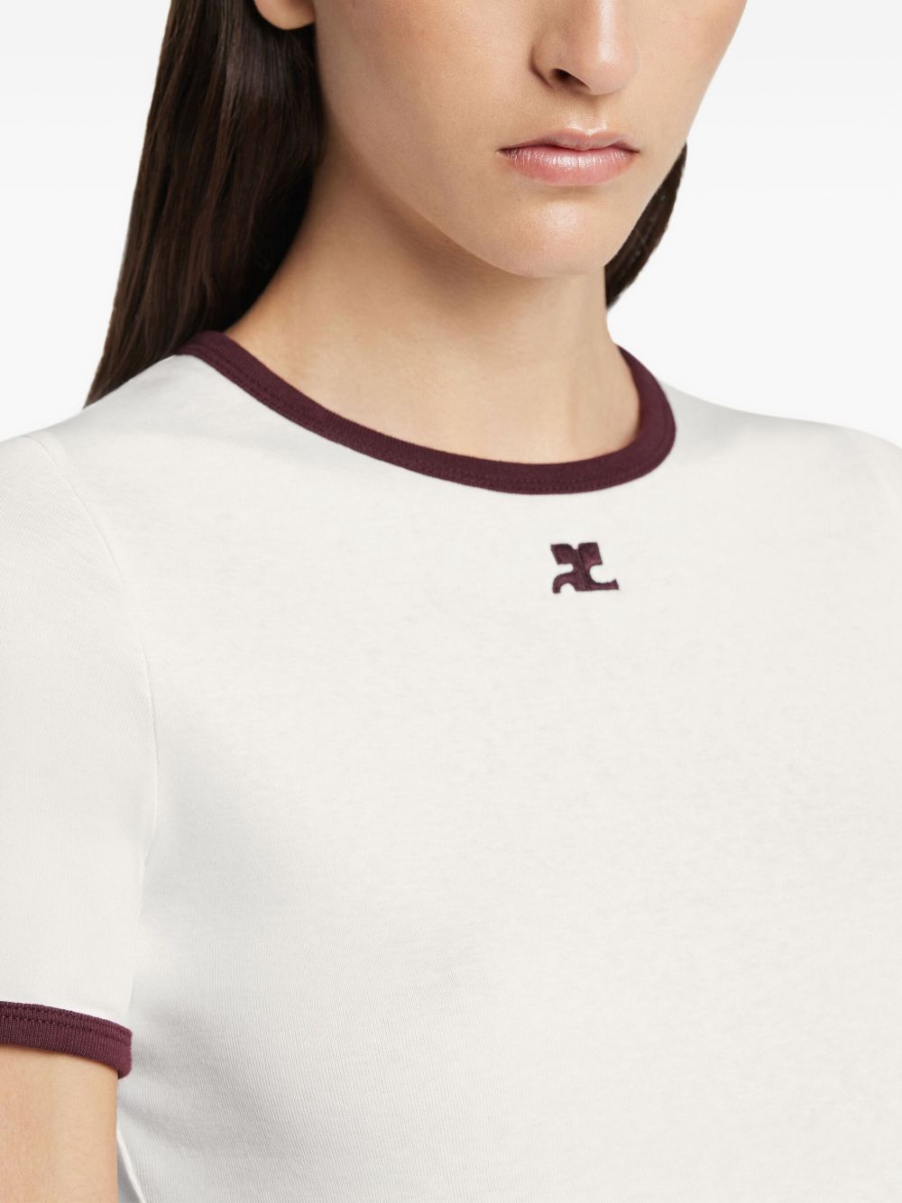 Courreges T-shirts and Polos White cotton logo tee