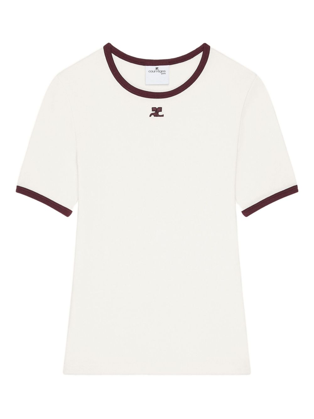 Courrèges White Cotton Logo T‑Shirt — Women’s Crew Neck