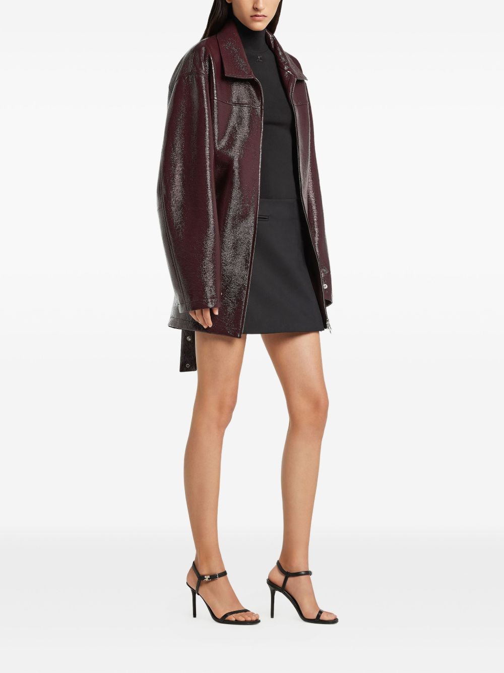 Courreges Coats Bordeaux belted vinyl jacket
